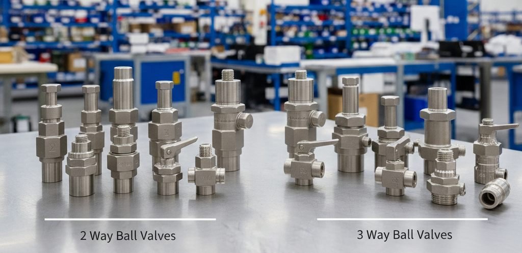 Two way and three way stainless steel instrumentation ball valves